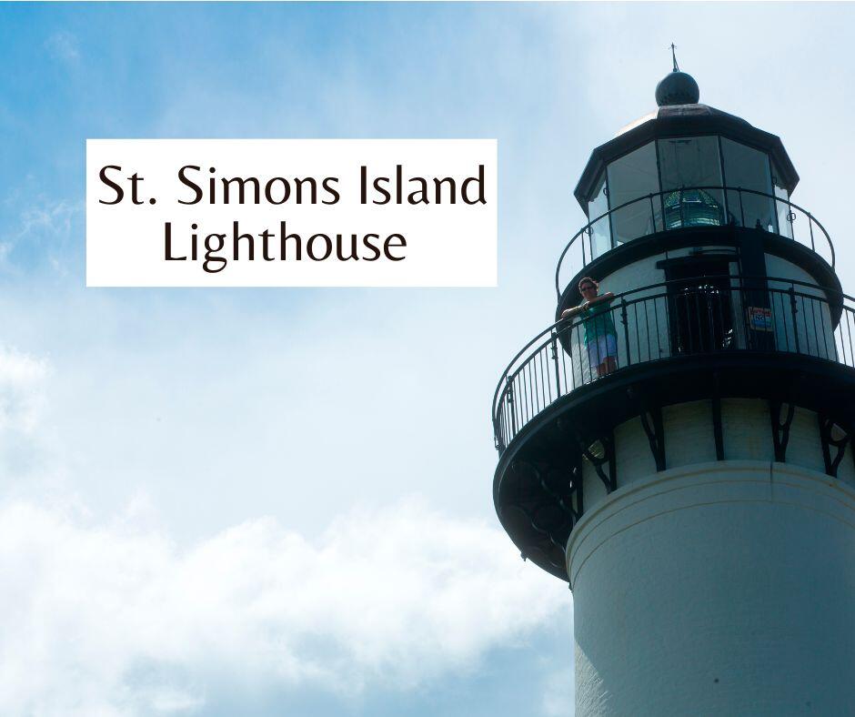 The St. Simons Lighthouse towing high into the big blue sky in St. Simons Island, Georgia USA