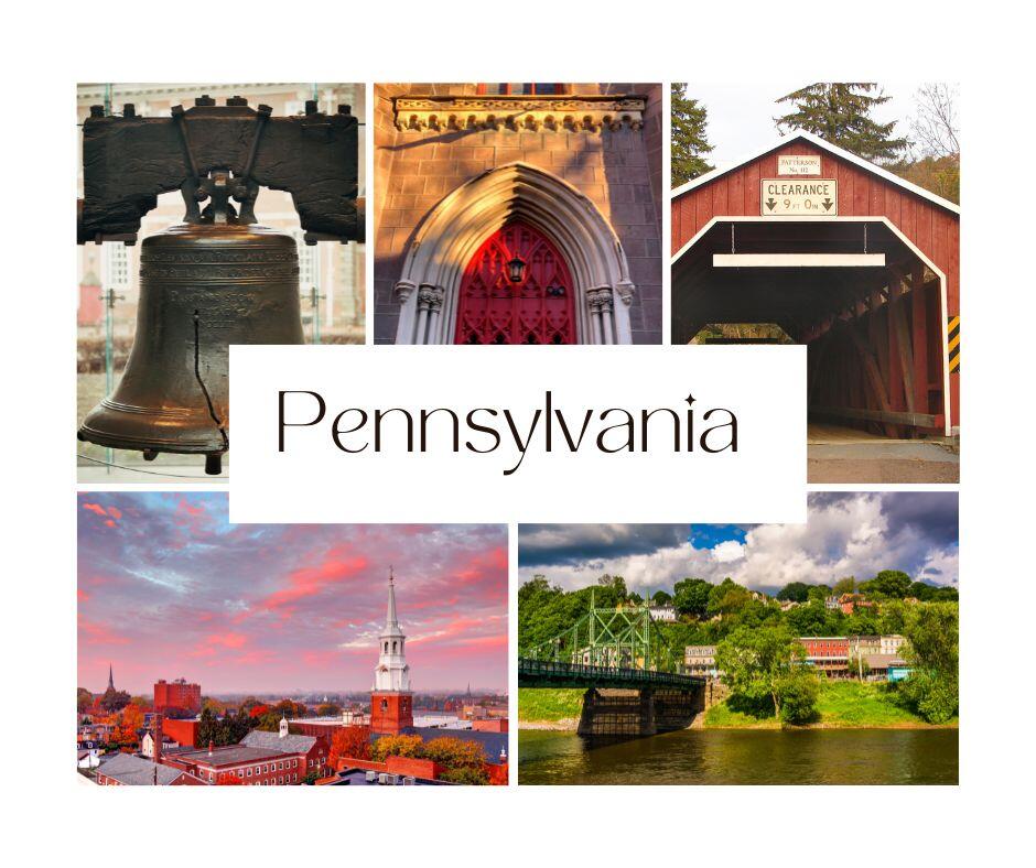 Pennsylvania's captivating collage: Rolling hills, historic charm, vibrant cityscapes, and natural beauty in one scenic snapshot.