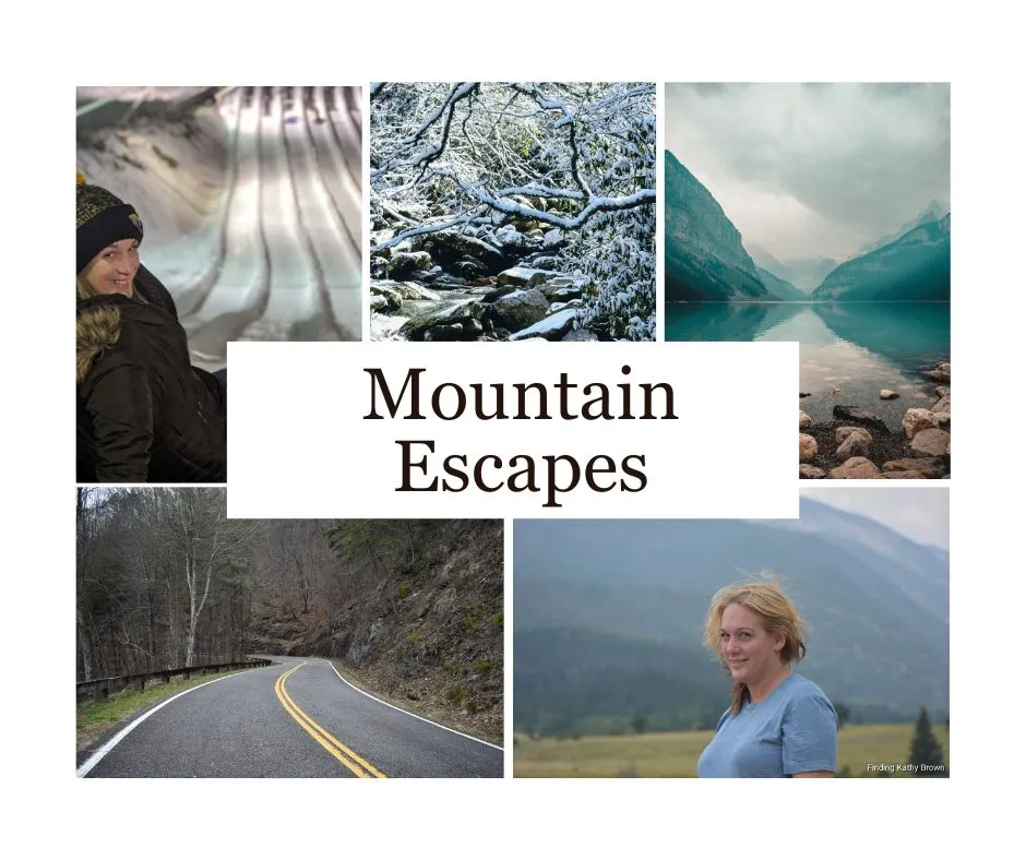 Mountain escapes and vacations for couples in the United States of America.  Travel Writer Kathy Brown is showing mountain roads, rocky mountains and show tubing images. 