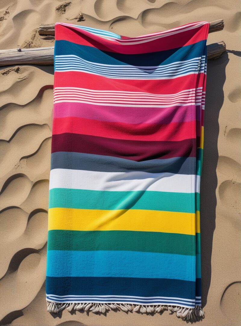 Beach blanket in bright colors. 